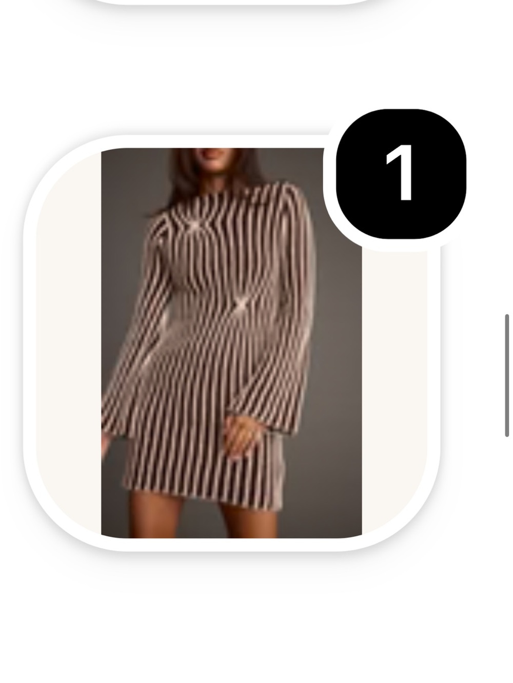 12th Tribe Brown and Cream Striped Long-Sleeve Mini Dress